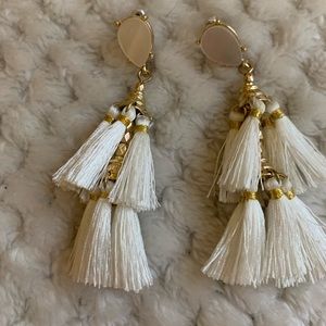 White tassel drop earring